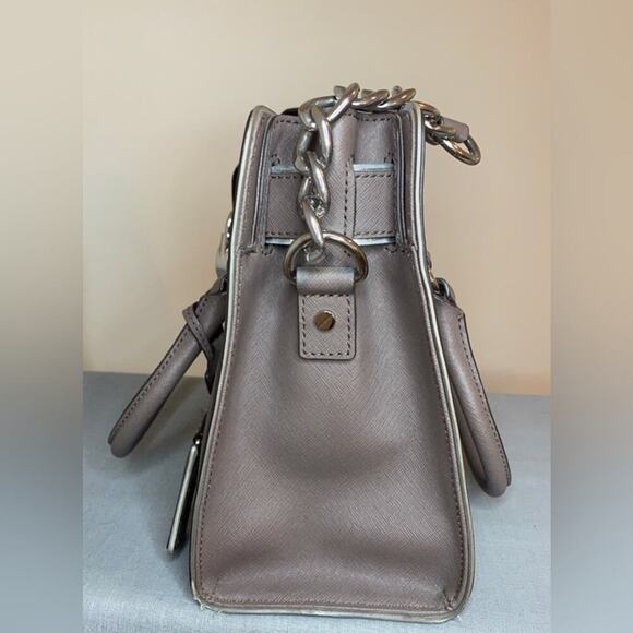 Michael Kors Hamilton Saffiano Leather Gray Shoulder Bag with Silver Charm - Picture 7 of 10